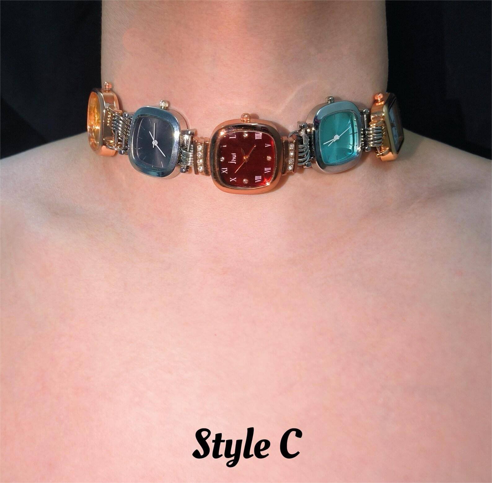 Layered handmade watch choker necklace a must-have for fans of Kylie Jenner