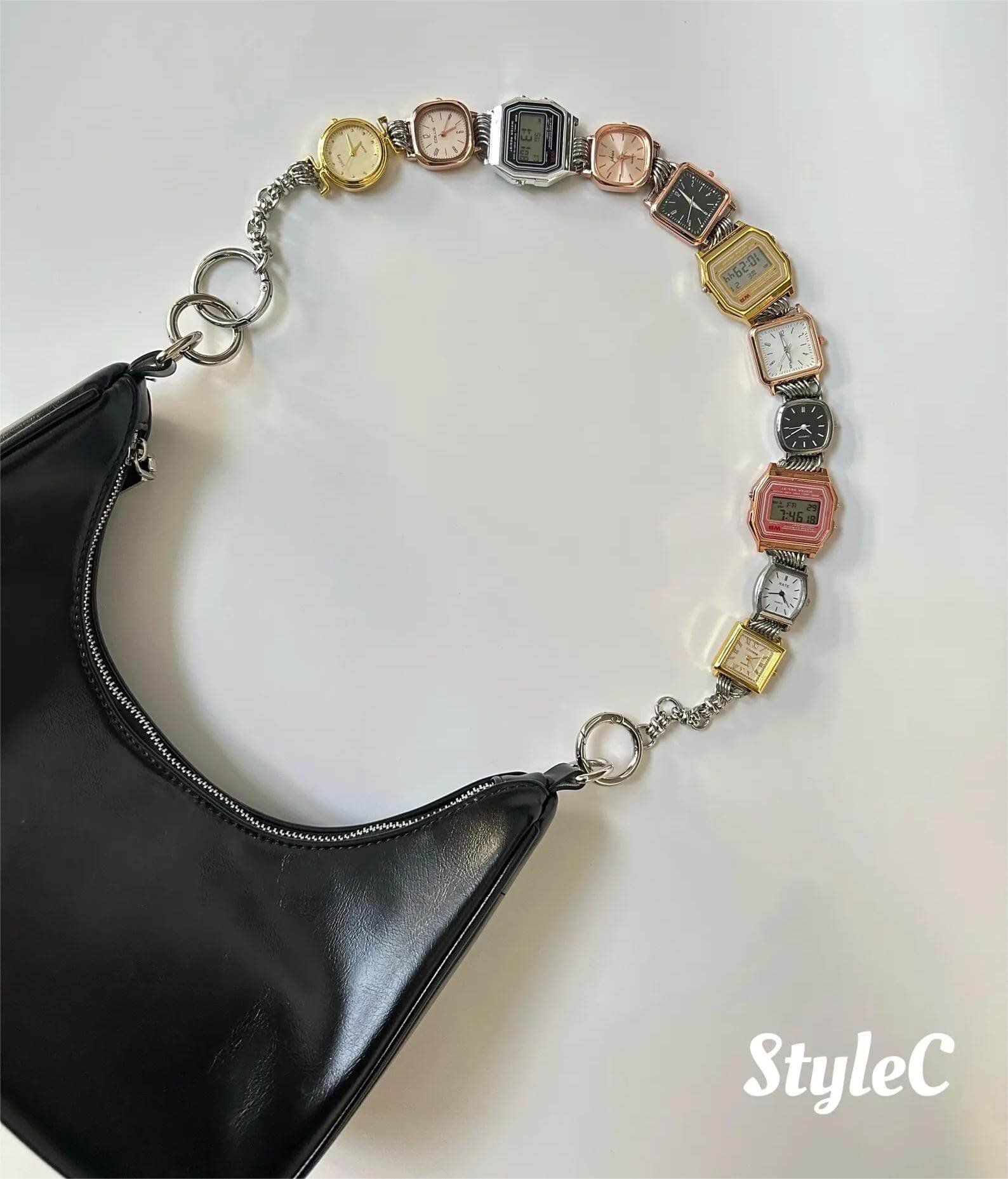 Add a touch of elegance with bold watch chain for tote inspired by Ariana Grande, a glam touch for your daily carry.