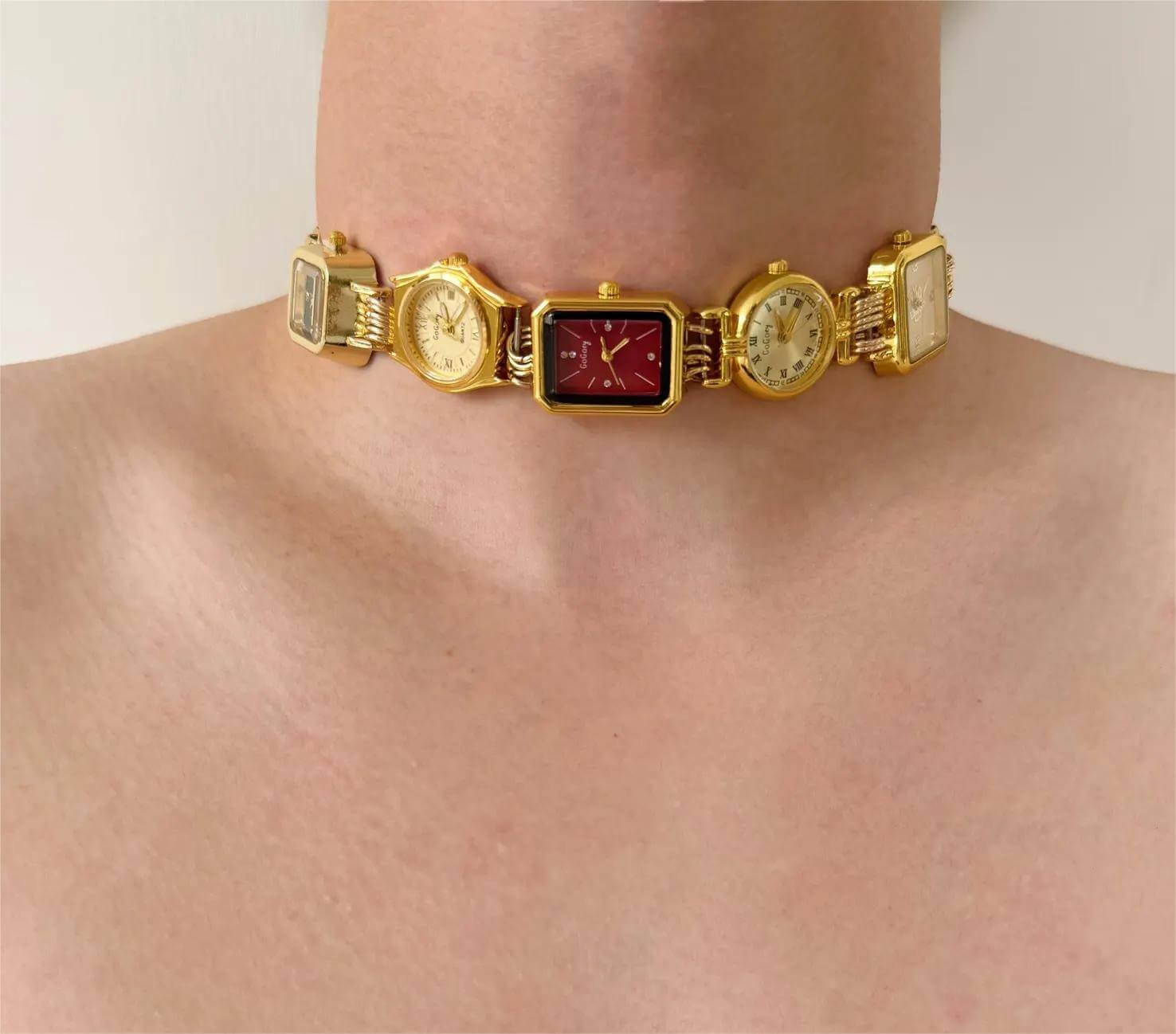 Minimalist handmade watch choker necklace a timeless piece inspired by Bella Hadid