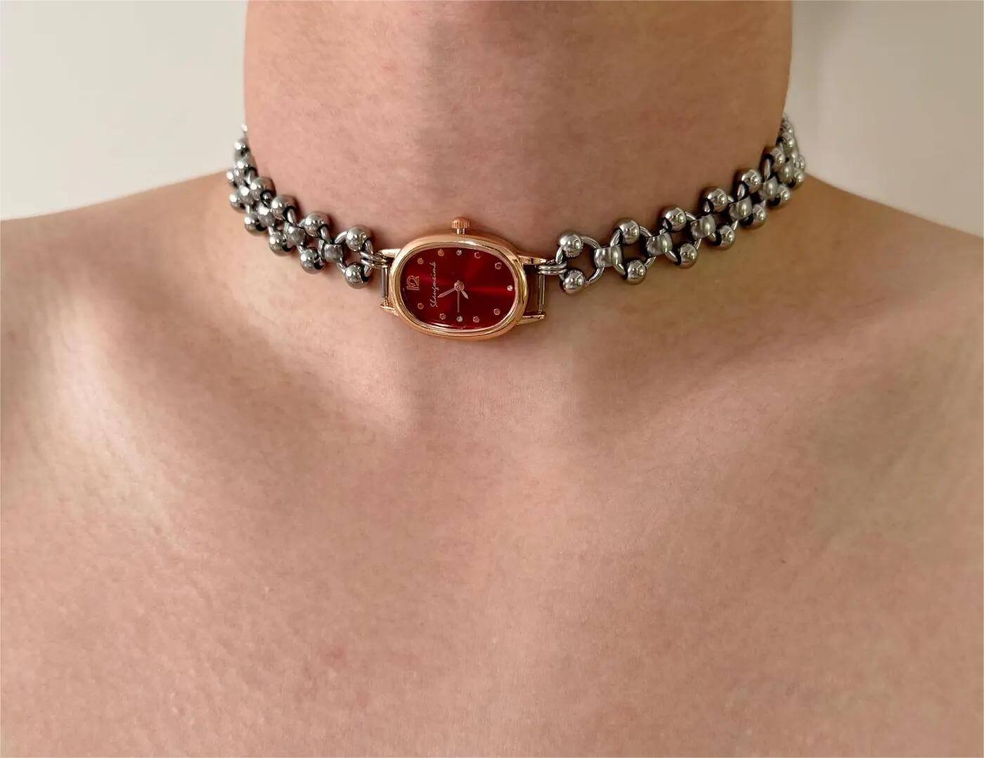 Adjustable handmade watch choker necklace inspired by Billie Eilish