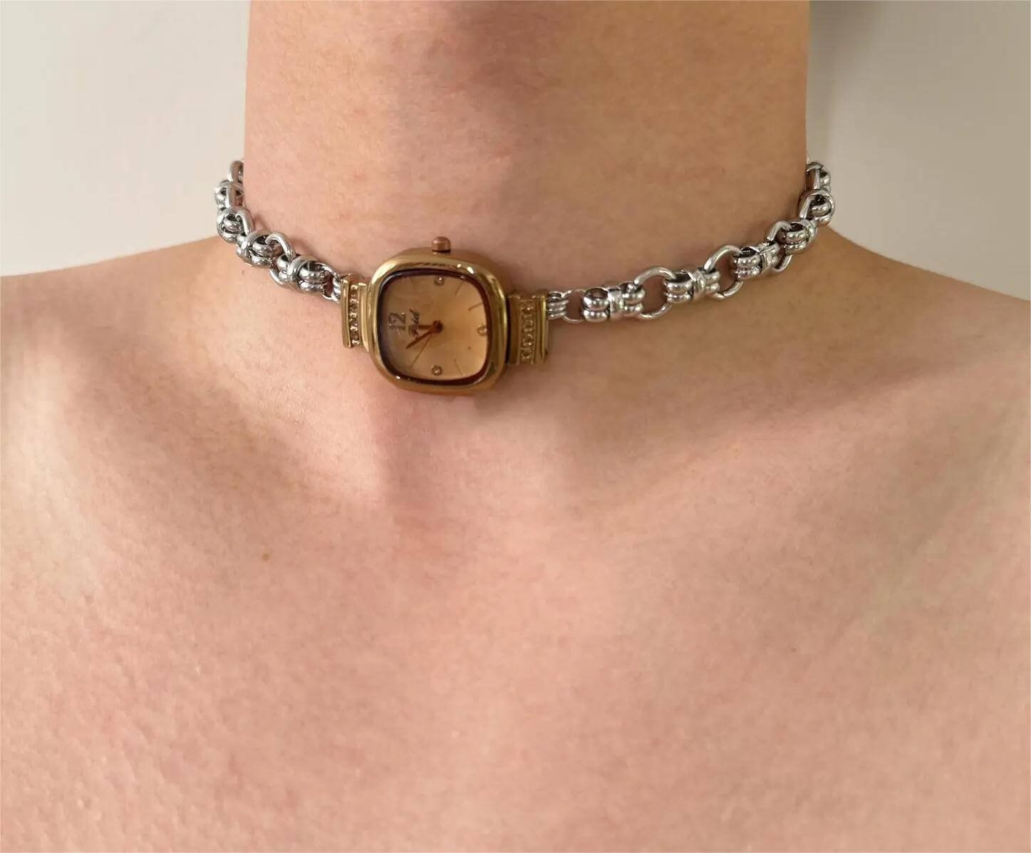Handmade streetwear watch choker necklace a viral accessory loved by Rihanna