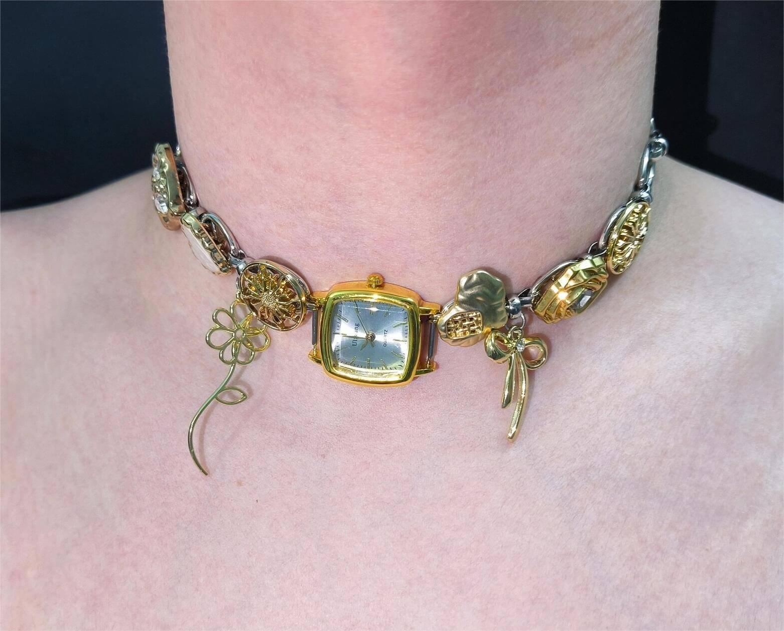 Handmade pendant watch choker necklace popular with celebrities like Zendaya