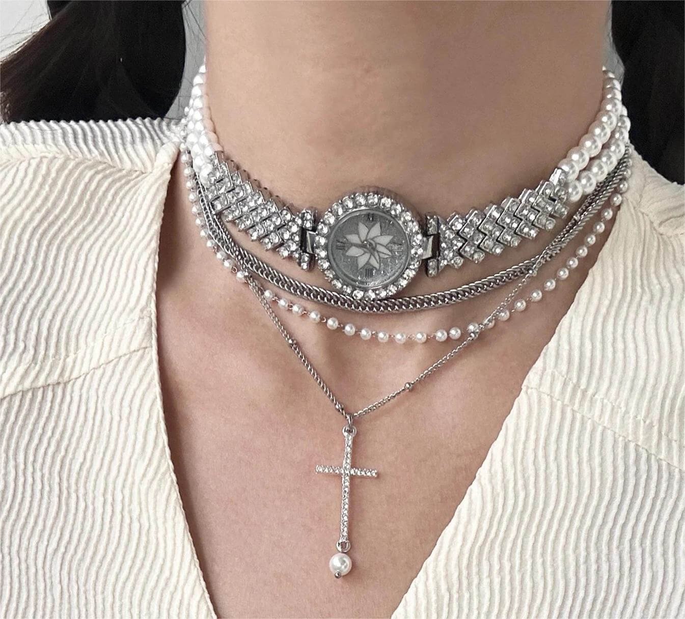 Handmade multi-watch face choker necklace a viral accessory loved by Ariana Grande