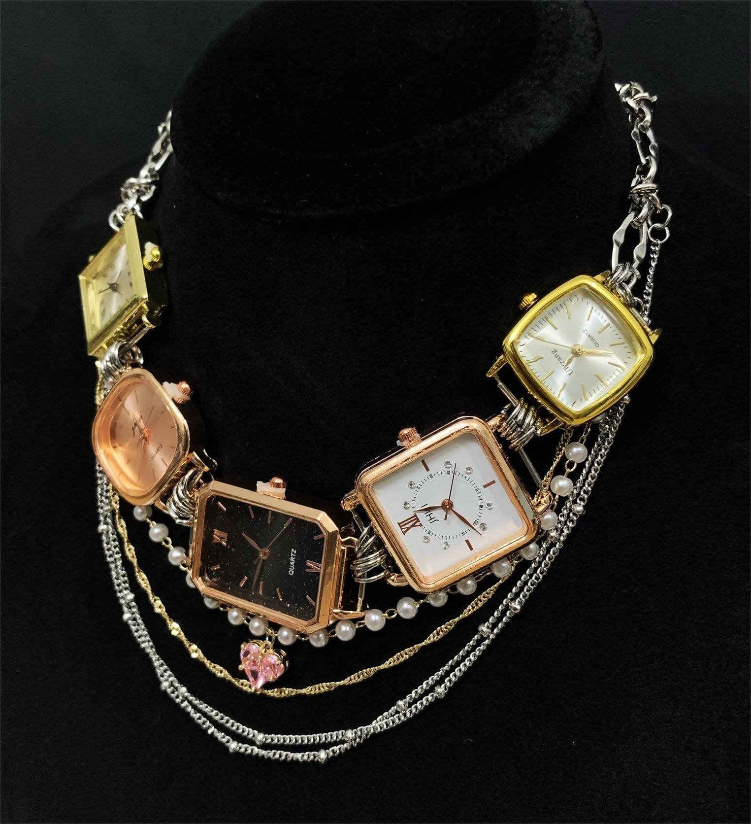 Luxury handmade watch choker necklace a timeless piece inspired by Megan Thee Stallion