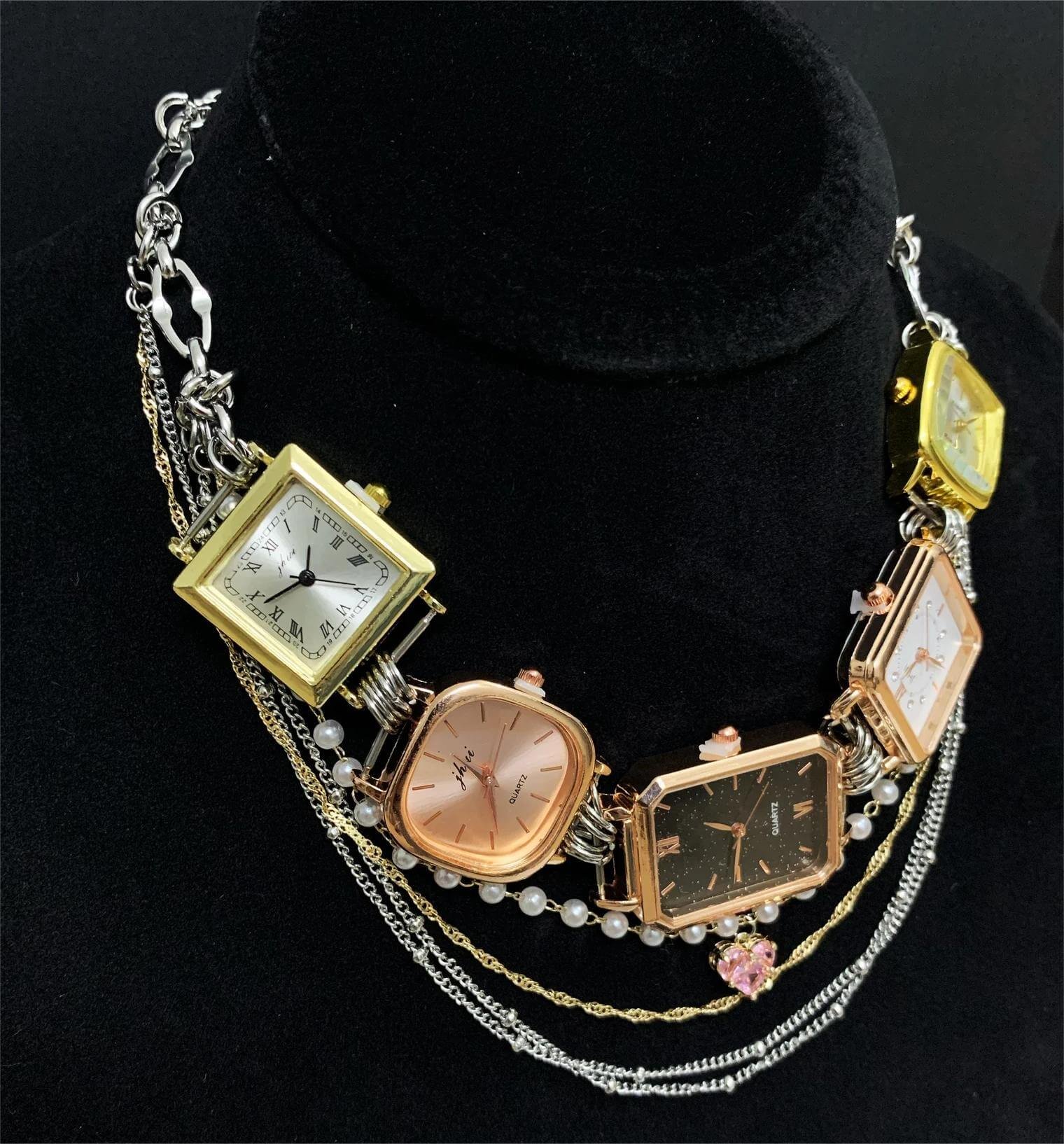 Custom handmade watch choker necklace made for Y2K lovers