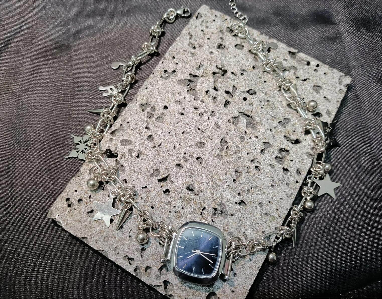 Handmade rave style watch choker necklace a must-have for fans of Rihanna