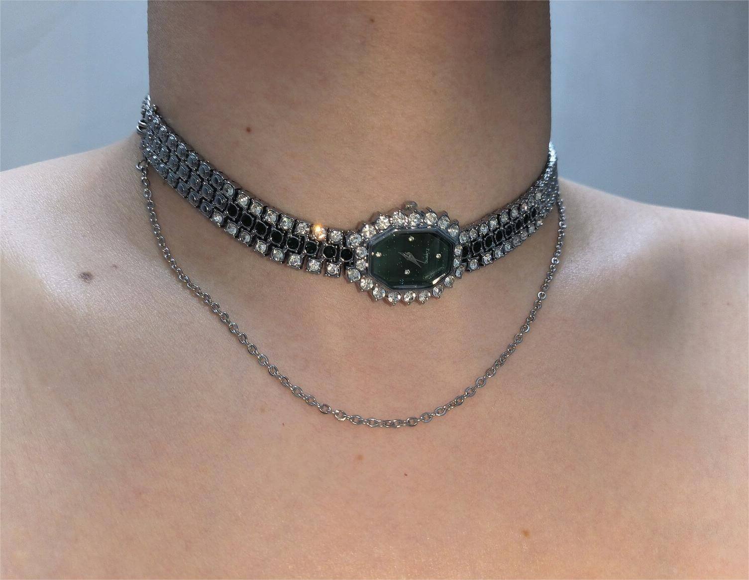 Minimalist handmade watch choker necklace
