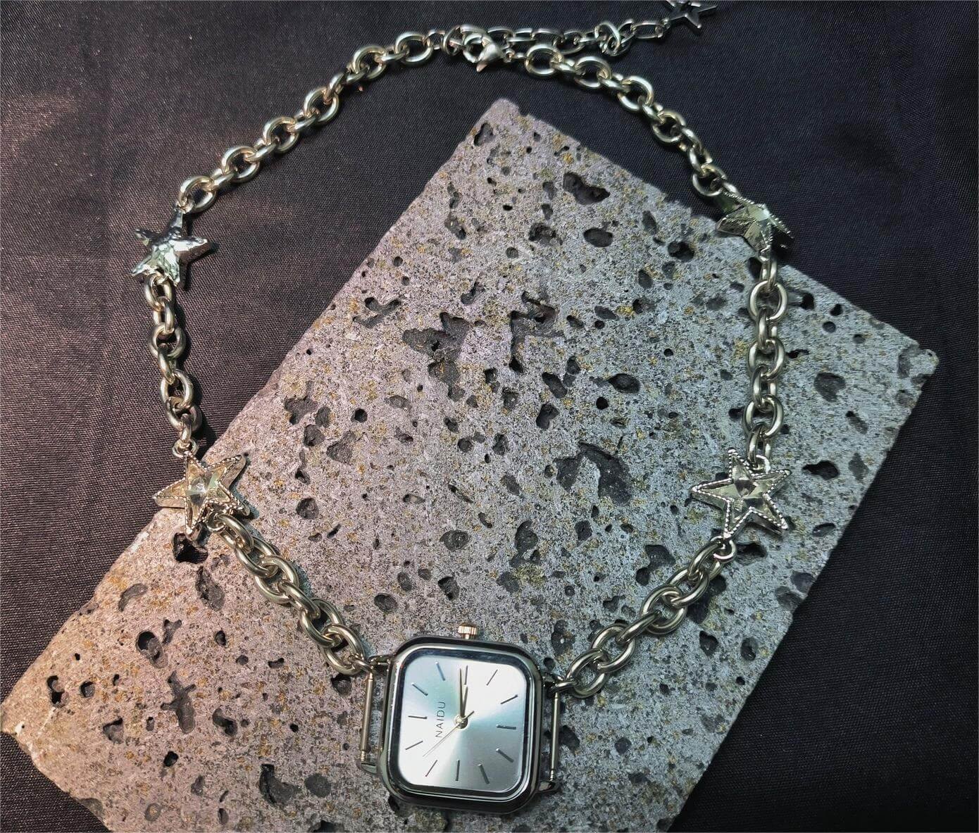 Handmade silver watch choker necklace a viral accessory loved by Gigi Hadid