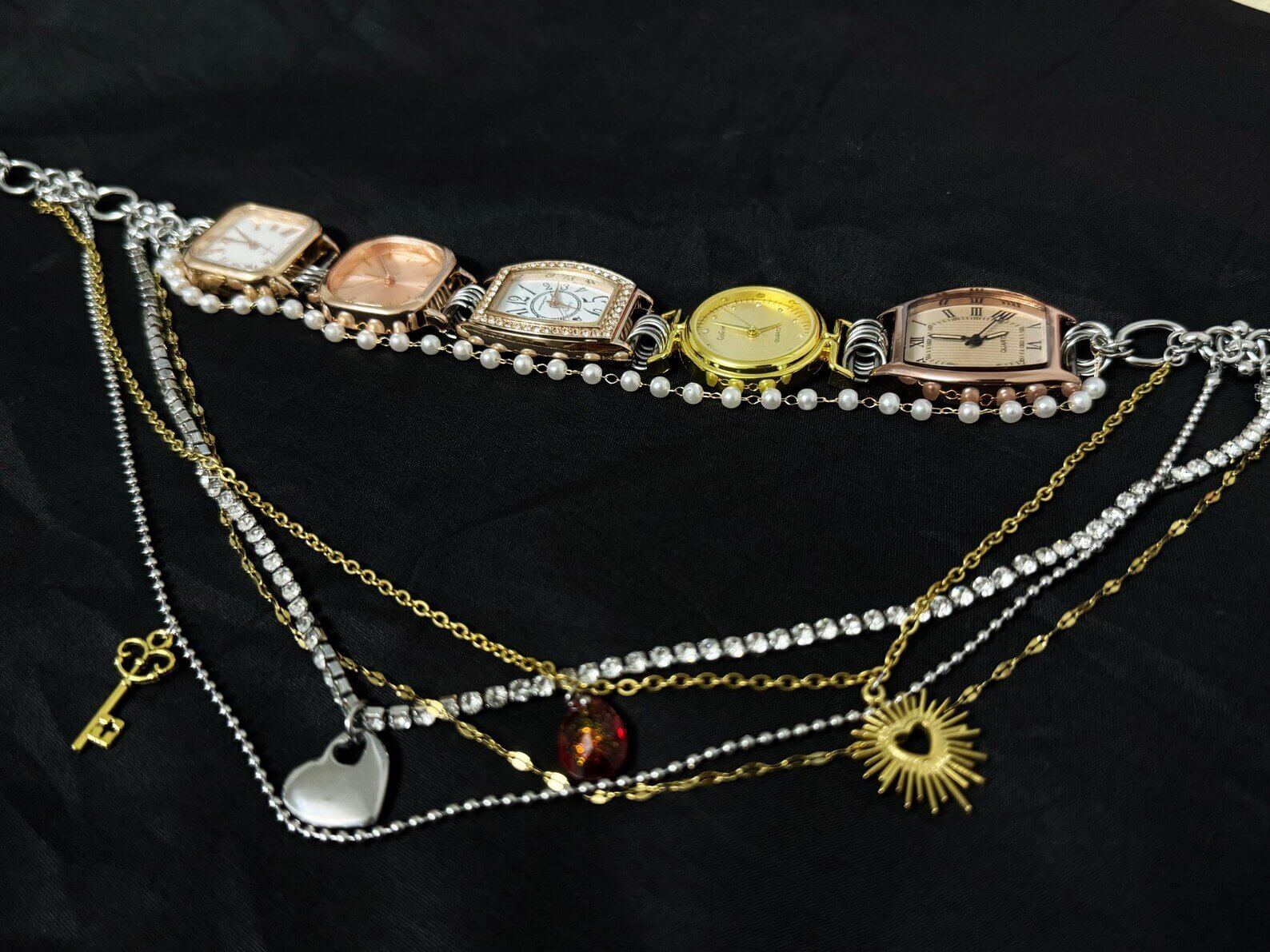 Handmade silver stainless steel watch choker necklace a timeless piece inspired by Selena Gomez