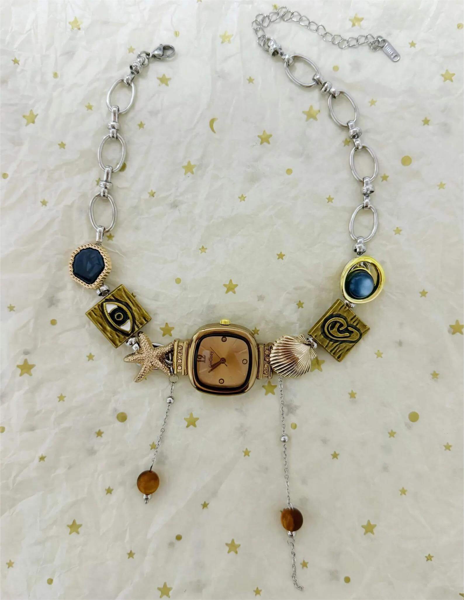 Layered handmade watch choker necklace a must-have for fans of Zendaya