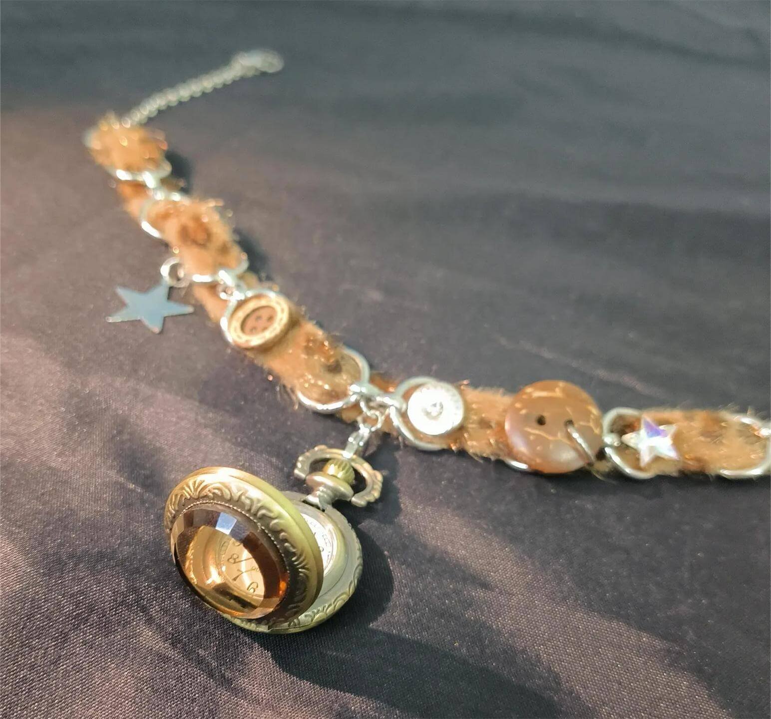 Handmade adjustable band watch choker necklace popular with celebrities like Taylor Swift