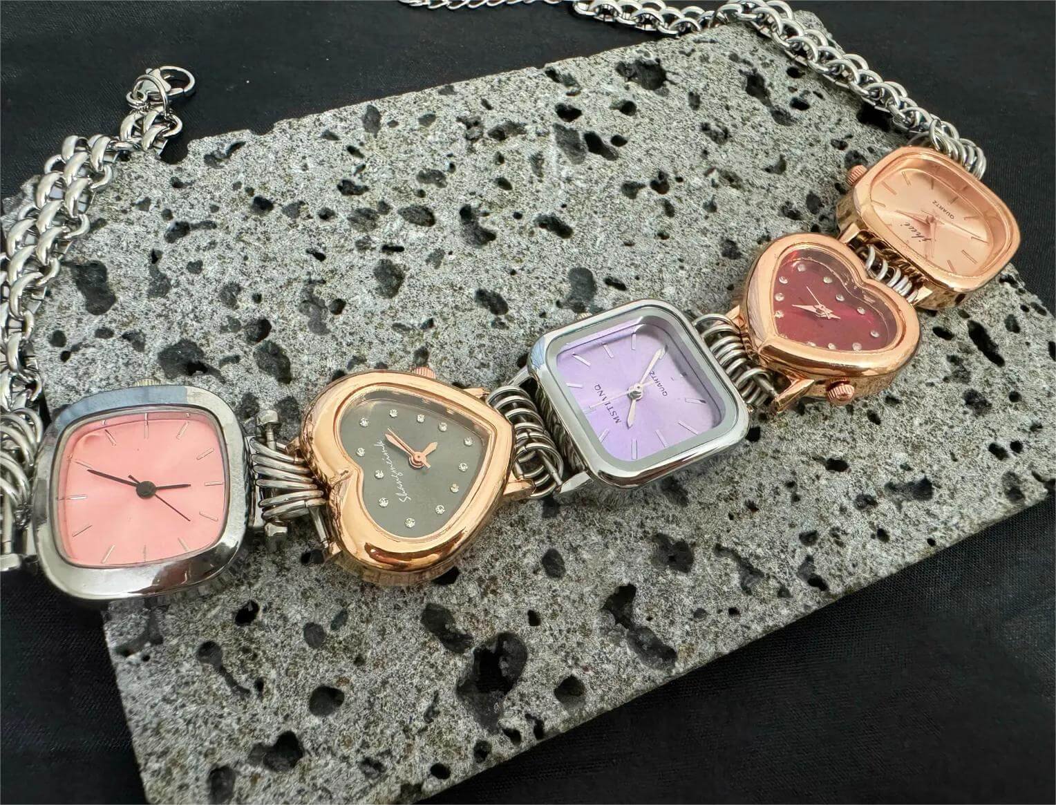 Layered handmade watch choker necklace