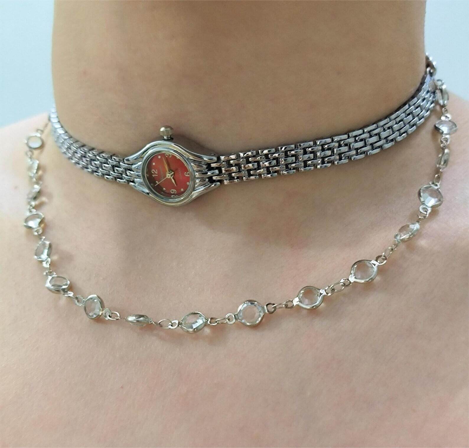 Luxury handmade watch choker necklace inspired by Selena Gomez