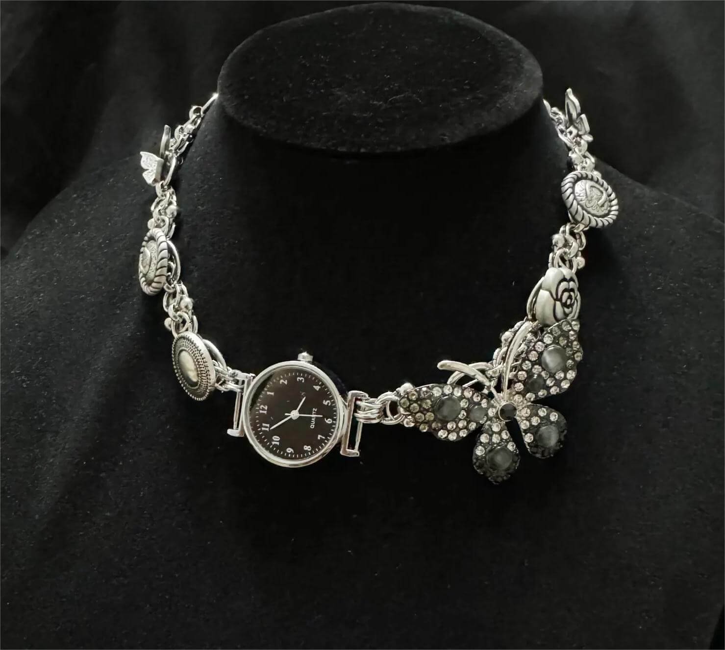 Handmade rose gold watch choker necklace perfect for layering