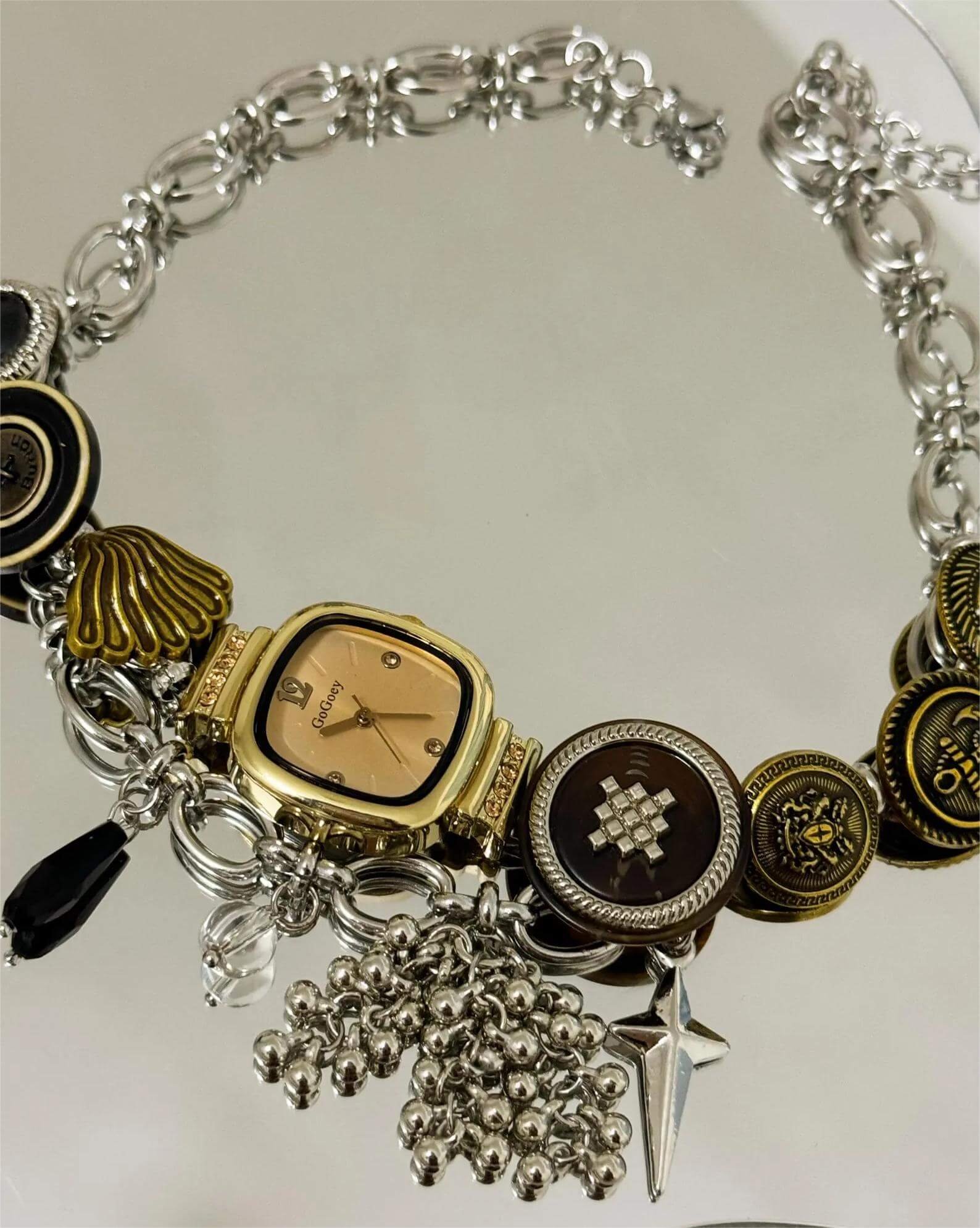 Handmade adjustable band watch choker necklace inspired by Rihanna