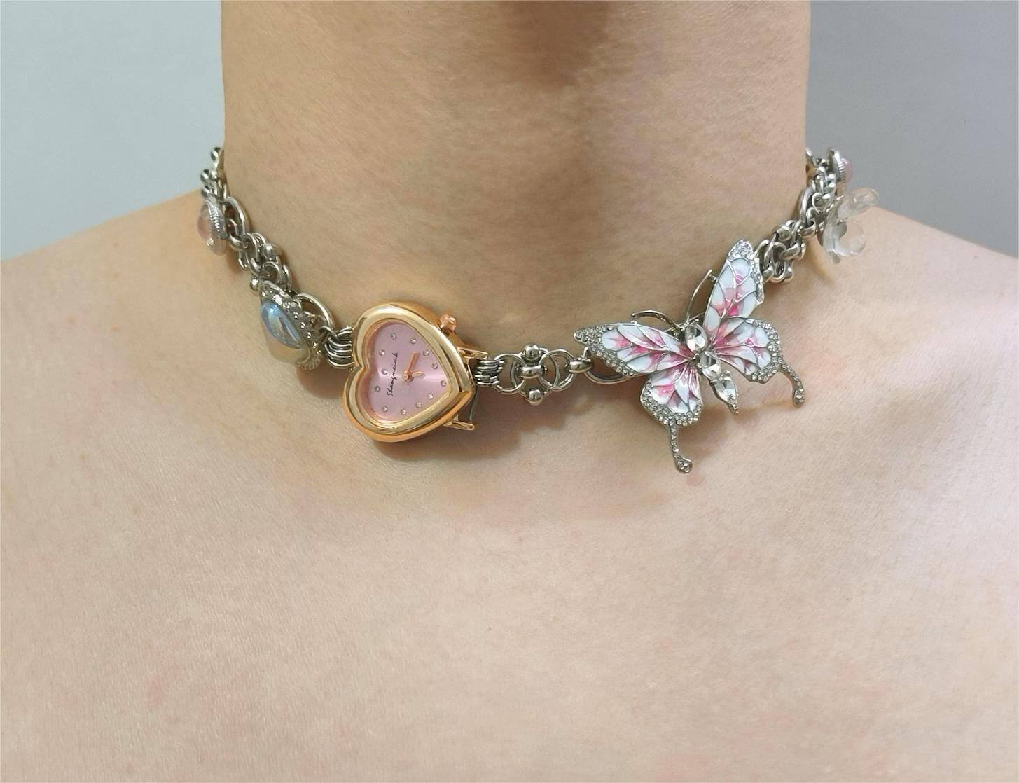 Adjustable handmade watch choker necklace a must-have for fans of Dua Lipa