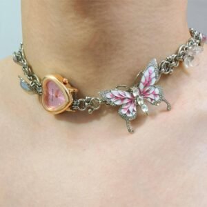 Handmade rave style watch choker necklace worn by Dua Lipa