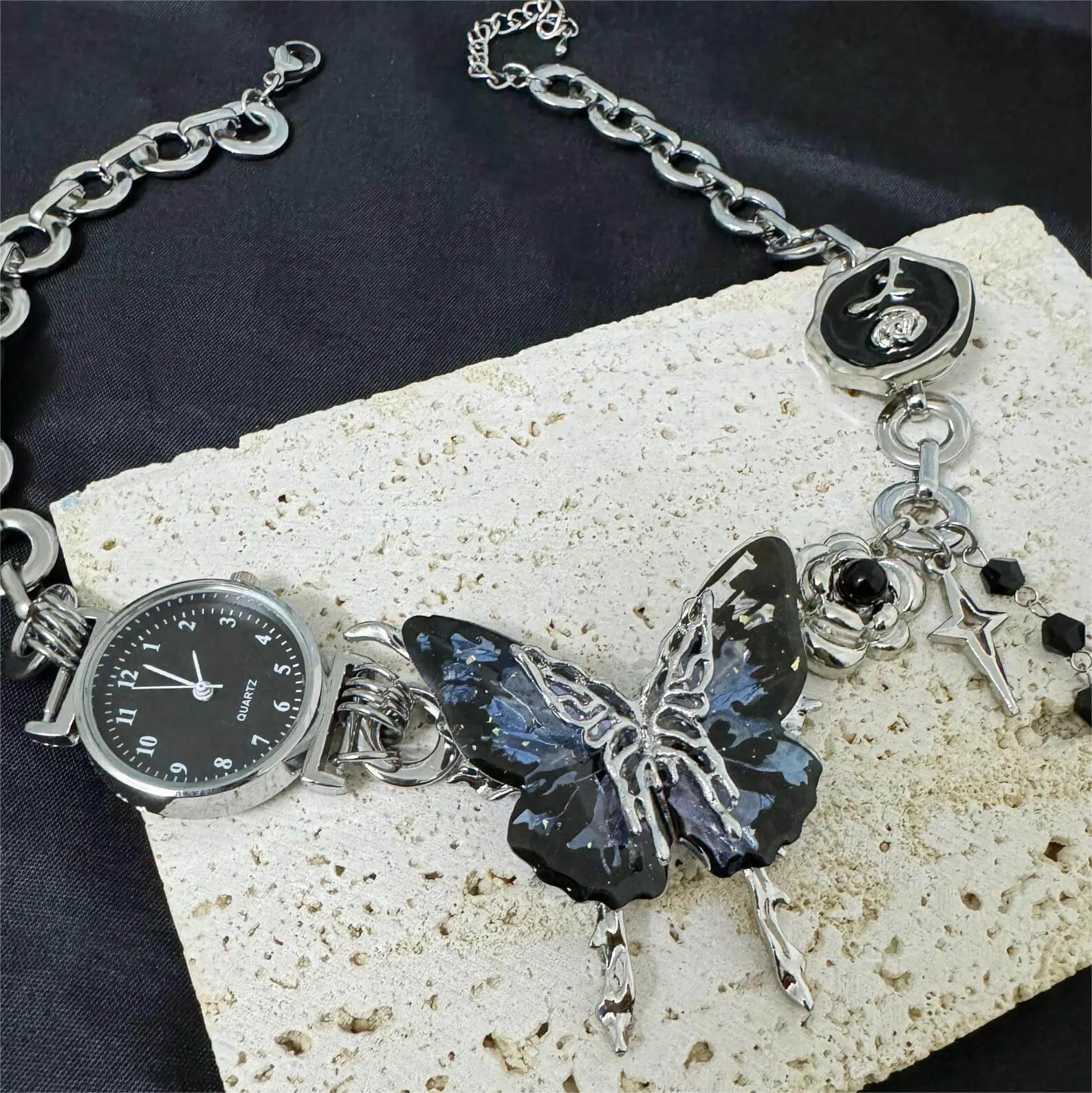 Handmade multi-watch face choker necklace