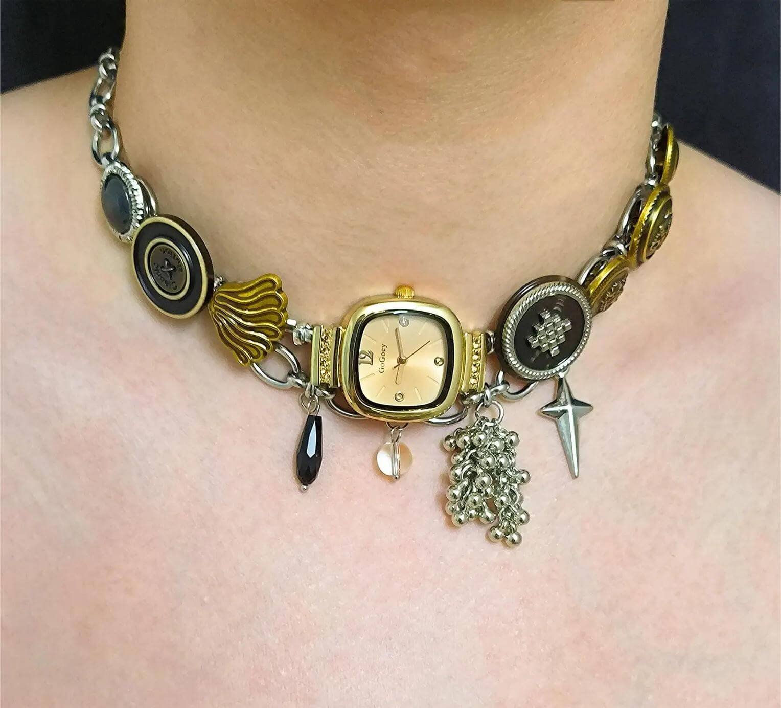 Layered handmade watch choker necklace a viral accessory loved by Billie Eilish