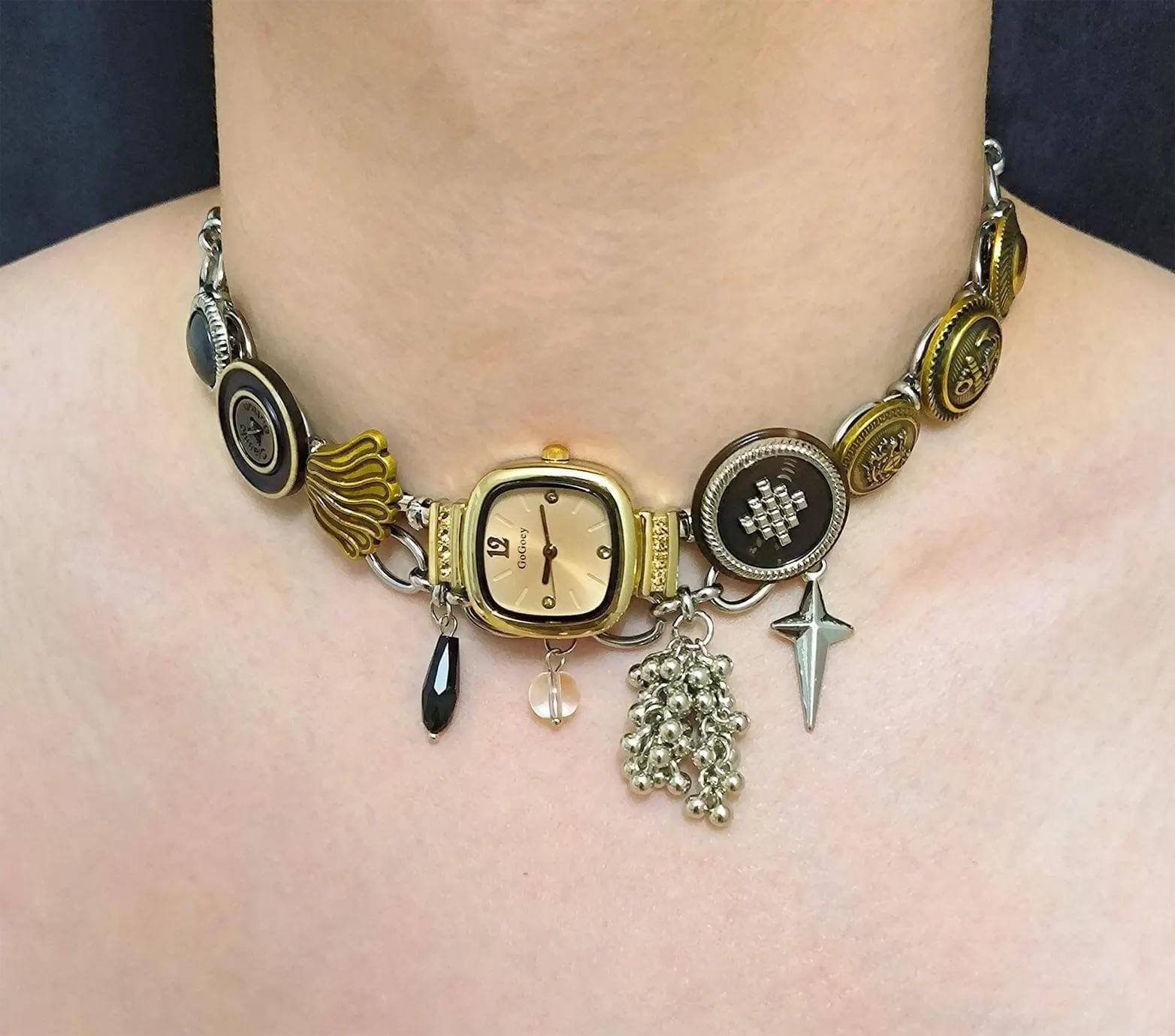 Handmade Titanium watch choker necklace a timeless piece inspired by Kylie Jenner