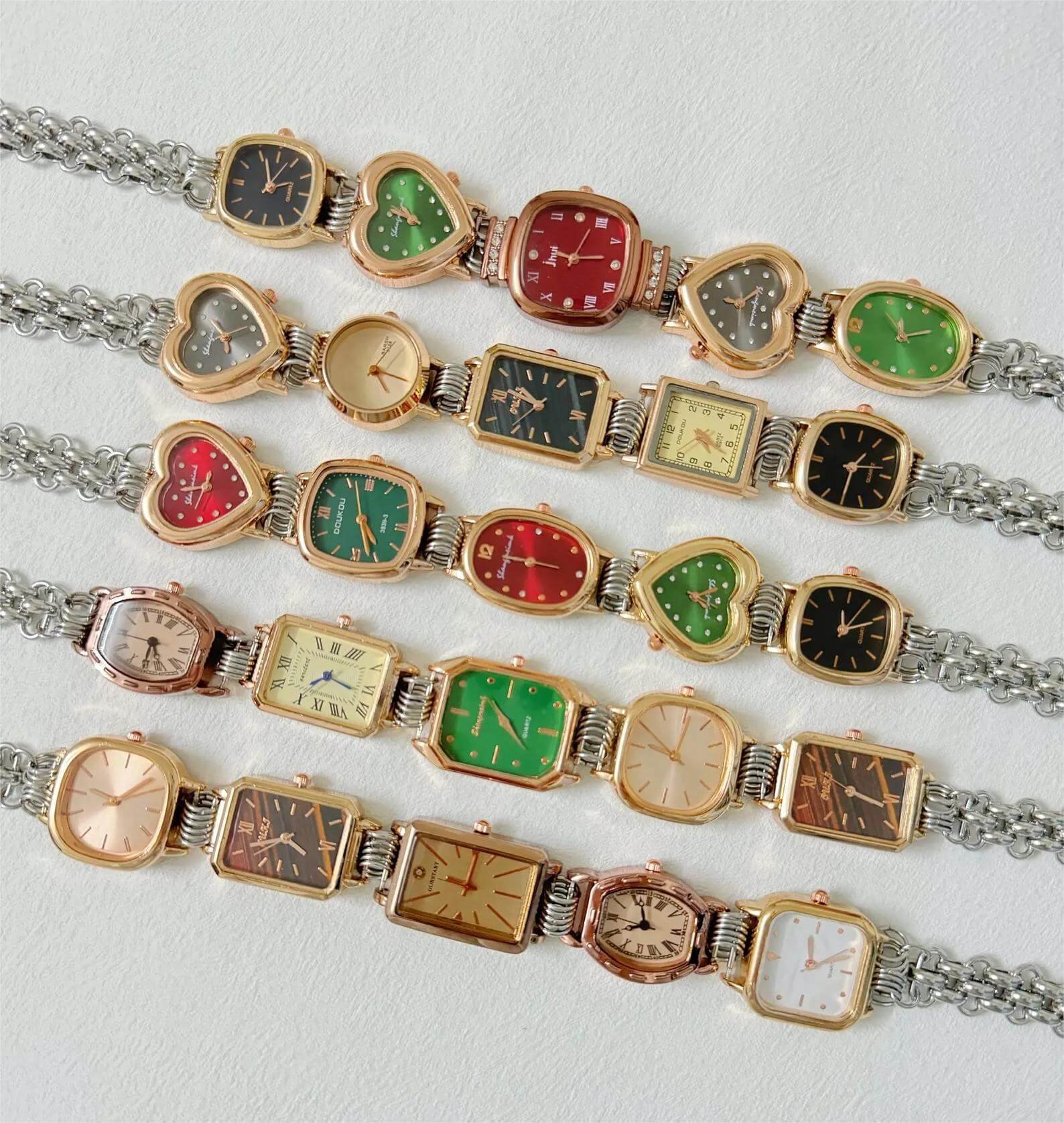 Handmade multi-watch face choker necklace perfect for layering