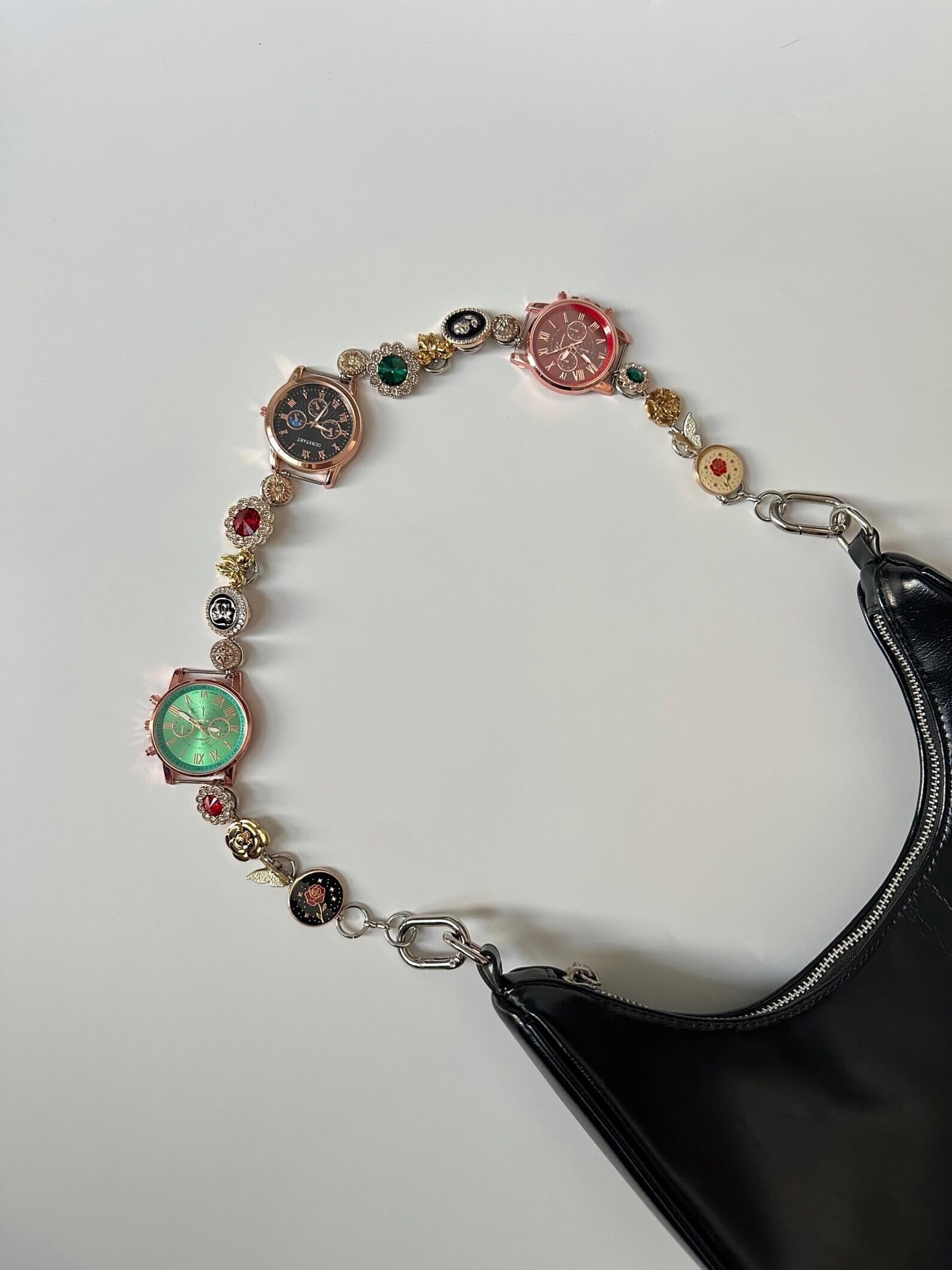 Handcrafted for trendsetters: watch chain bag accessory free shipping inspired by Billie Eilish, for lovers of minimalist design.