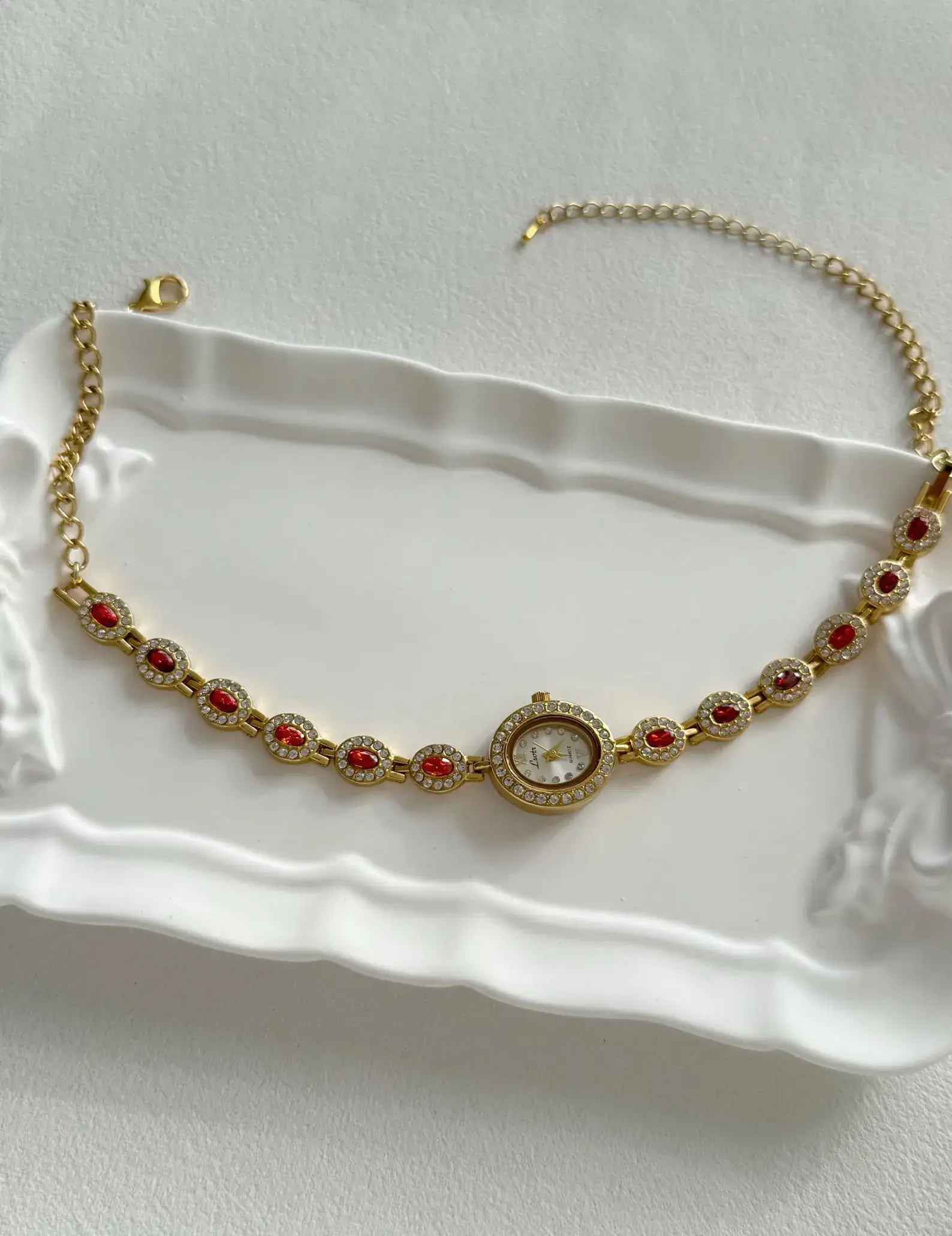 Handmade multi-watch face choker necklace with adjustable band