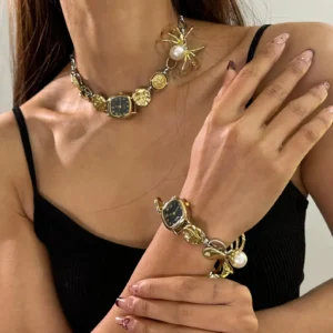 Modern Retro-Futuristic Watch Pendant stylish watch choker necklace