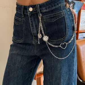 stainless steel punk pants chain gothic watch belt accessory