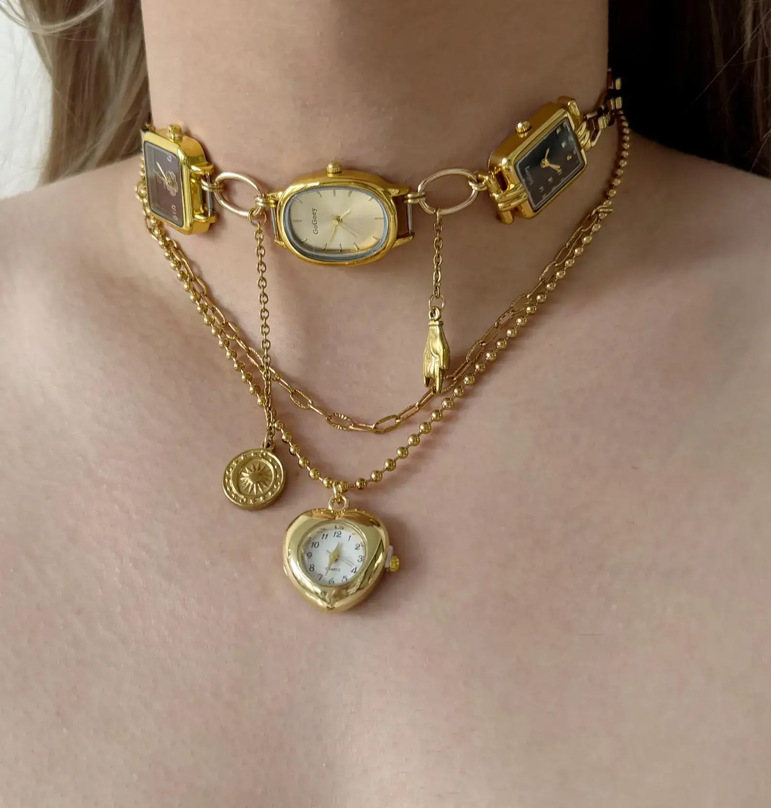 Luxury Chrome Cyberpunk Watch Necklace stylish watch choker necklace