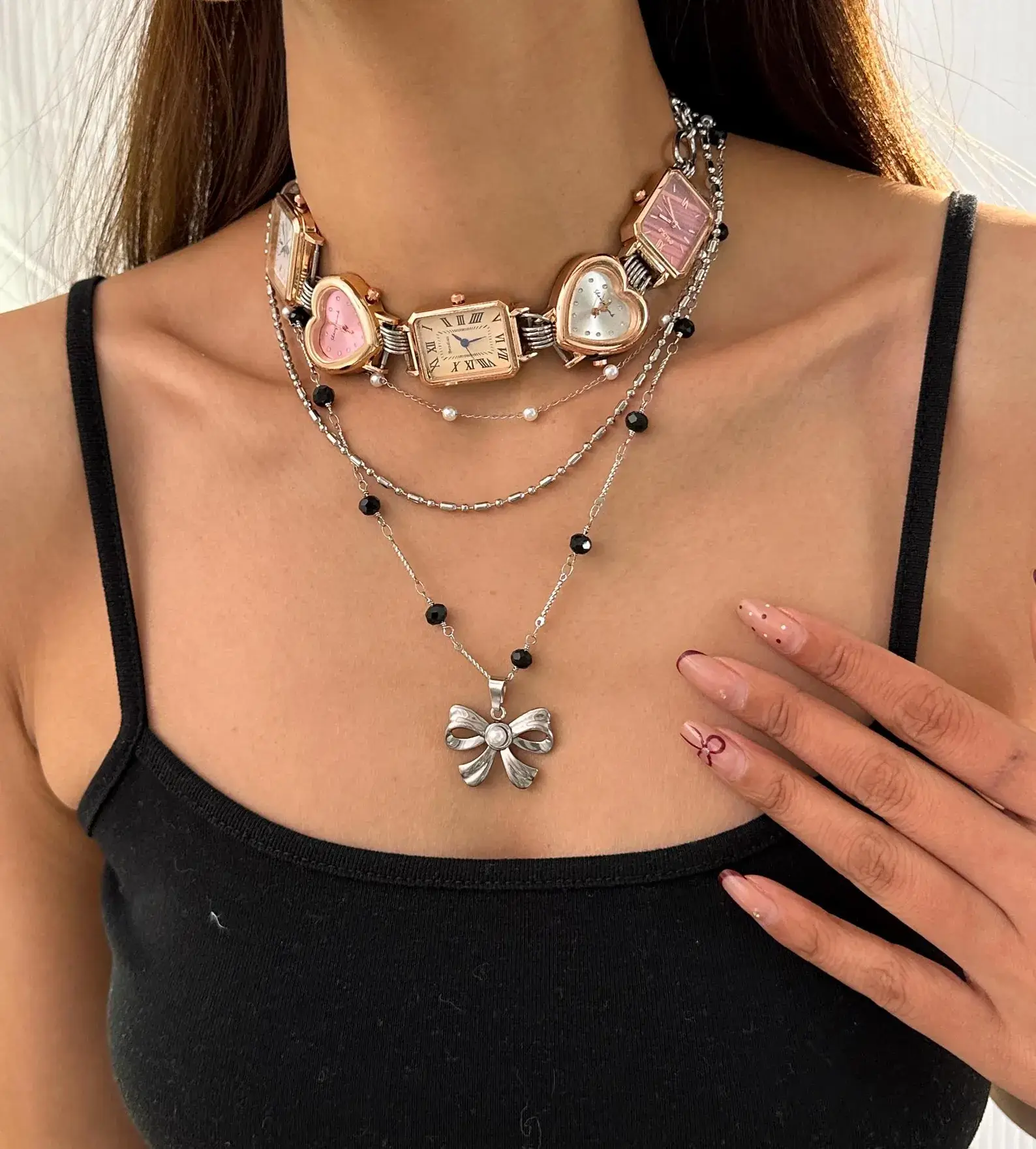 Classic Silver Cyberpunk Watch Necklace stylish watch choker necklace