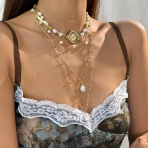 Casual Stainless Steel Watch Necklace stylish watch choker necklace
