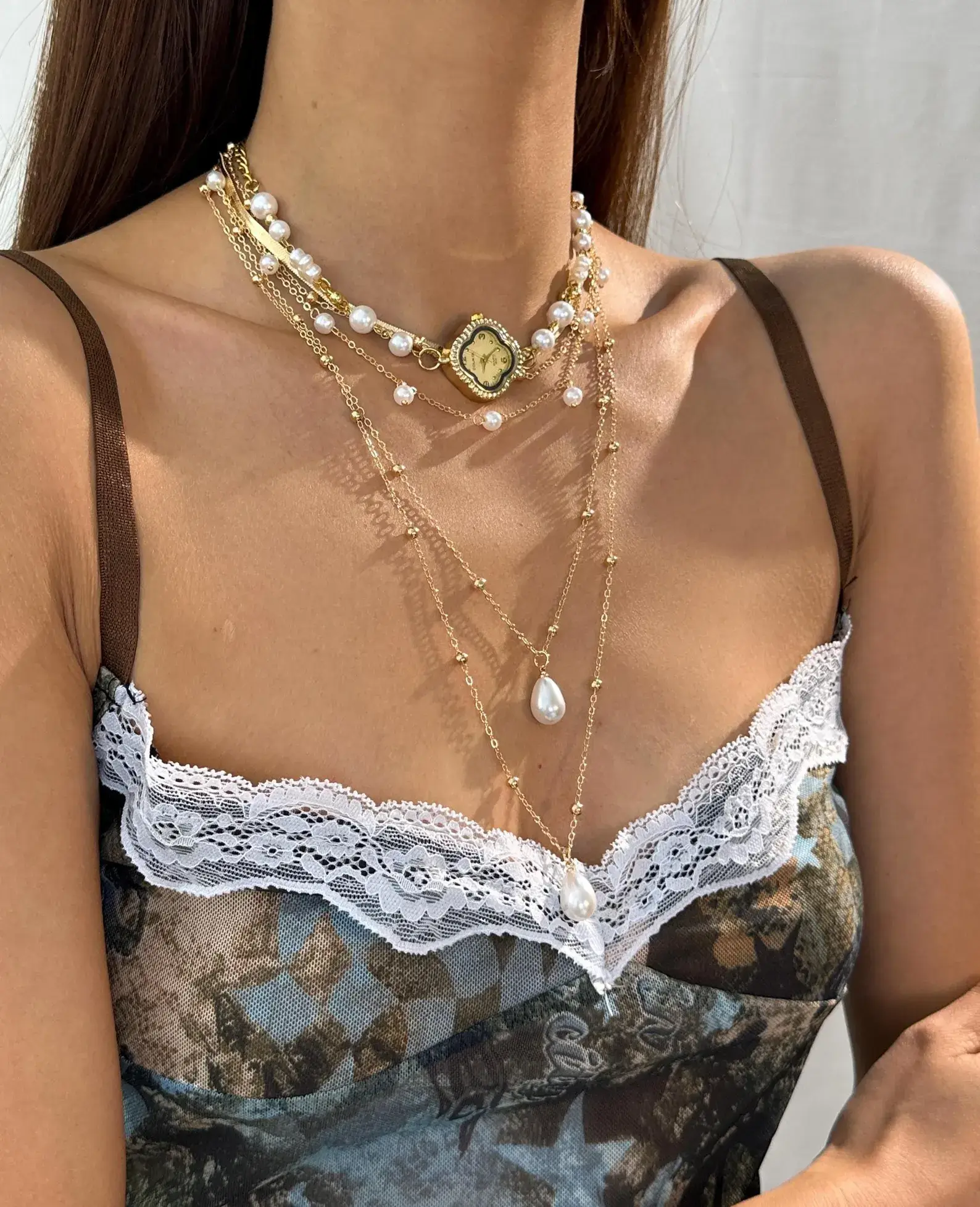 Casual Stainless Steel Watch Necklace stylish watch choker necklace