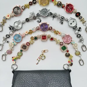 Chrome futuristic cyber watch bag chain styled by Jennie Kim