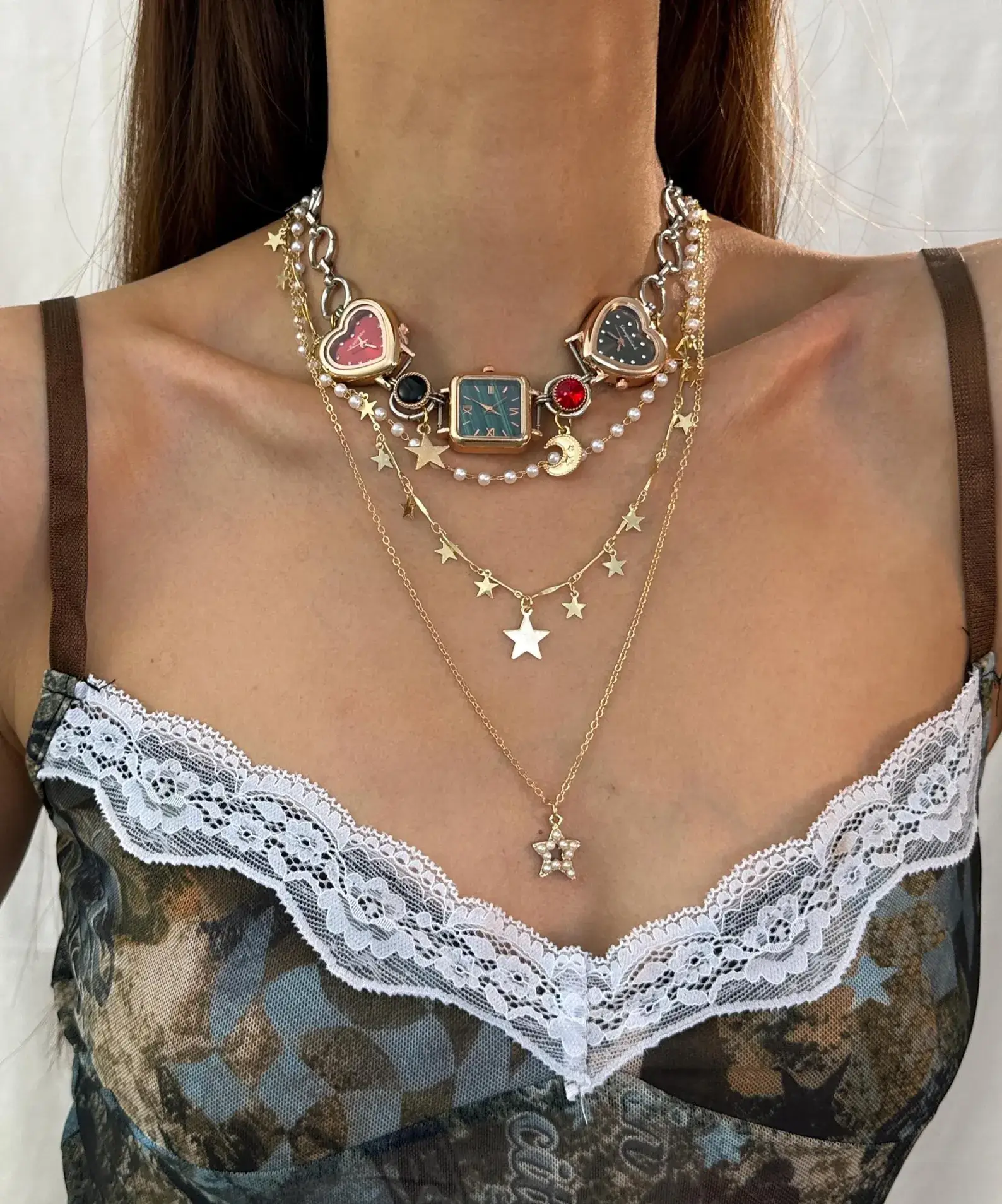 Casual Stainless Steel Punk Watch Necklace stylish watch choker necklace
