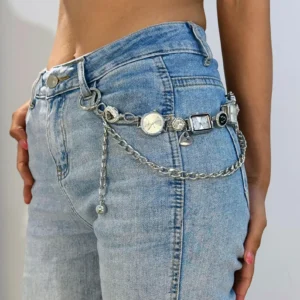 grunge silver multi-layer watch pants chain billie eilish style 17