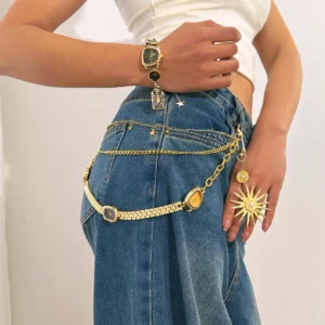 gothic vintage watch pants chain alexander mcqueen inspired
