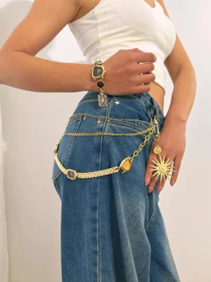 gothic vintage watch pants chain alexander mcqueen inspired