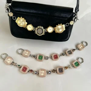 Titanium Y2K futuristic watch bag chain worn by BLACKPINK