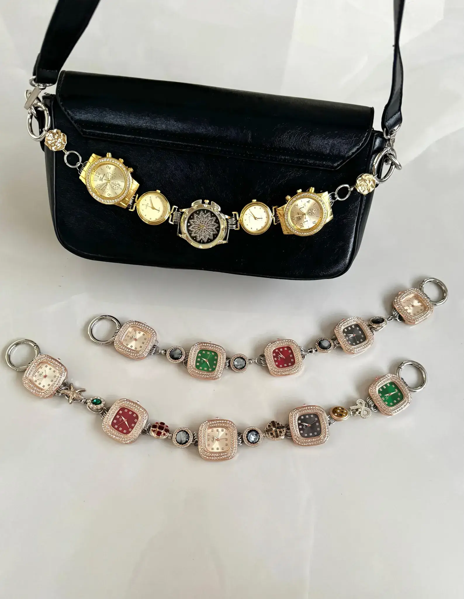Titanium Y2K futuristic watch bag chain worn by BLACKPINK