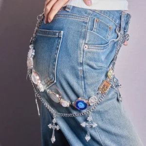 titanium y2k style watch pants chain cyberpunk streetwear jewelry