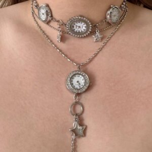 Boho Handmade Crystal Watch Choker stylish watch choker necklace