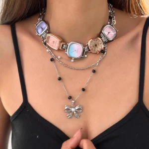Luxury Vintage Pearl Watch Necklace stylish watch choker necklace