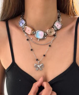 Luxury Vintage Pearl Watch Necklace stylish watch choker necklace