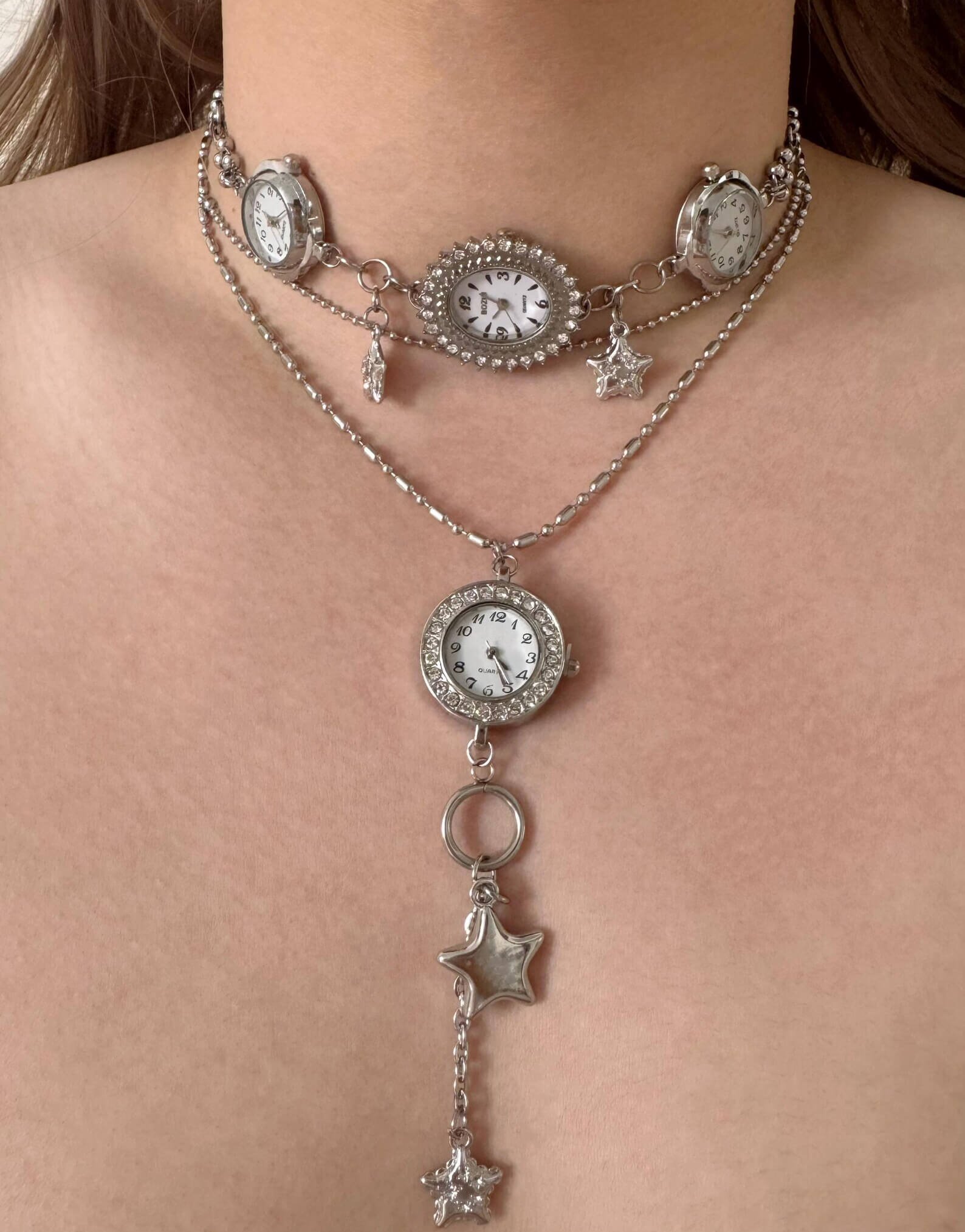 Boho Handmade Crystal Watch Choker stylish watch choker necklace