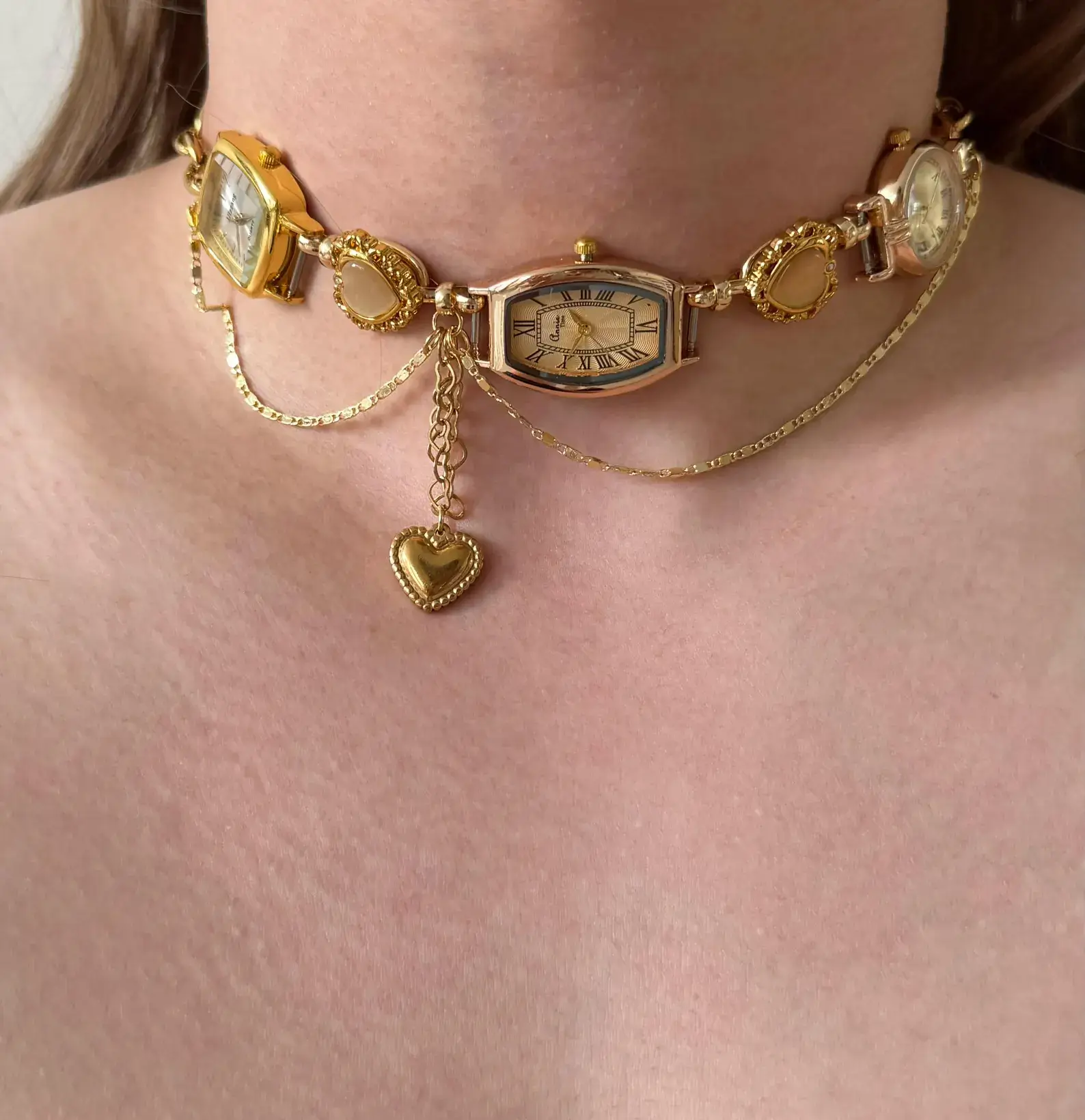 Trendy Y2K Neon Watch Necklace stylish watch choker necklace