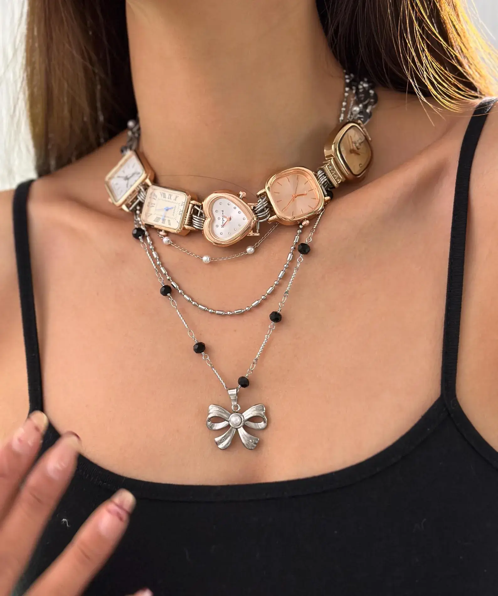 Vintage Style Gothic Punk Watch Choker stylish watch choker necklace