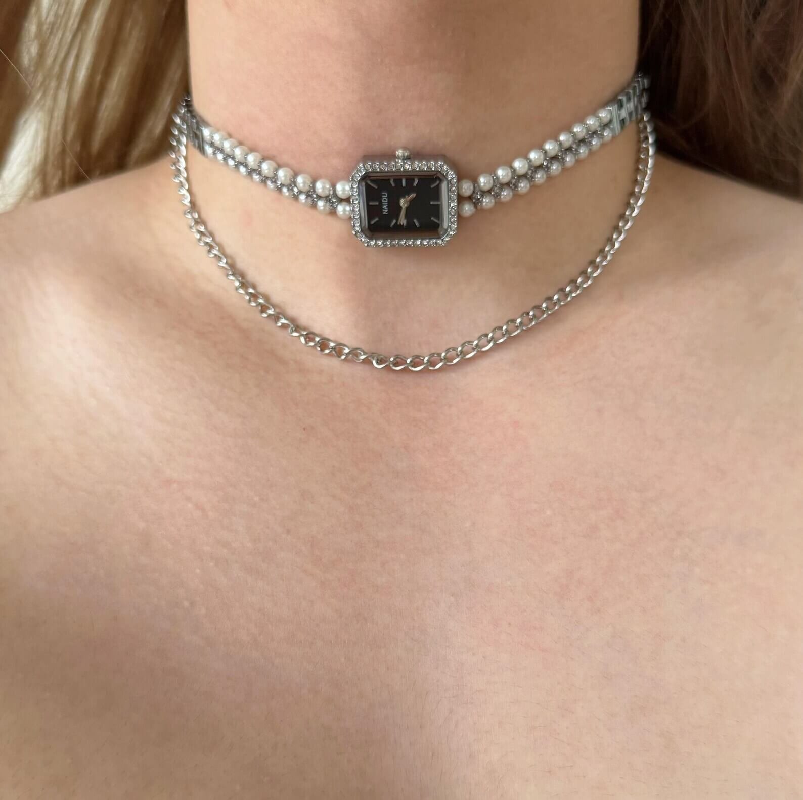 Minimalist Silver Watch Choker stylish watch choker necklace