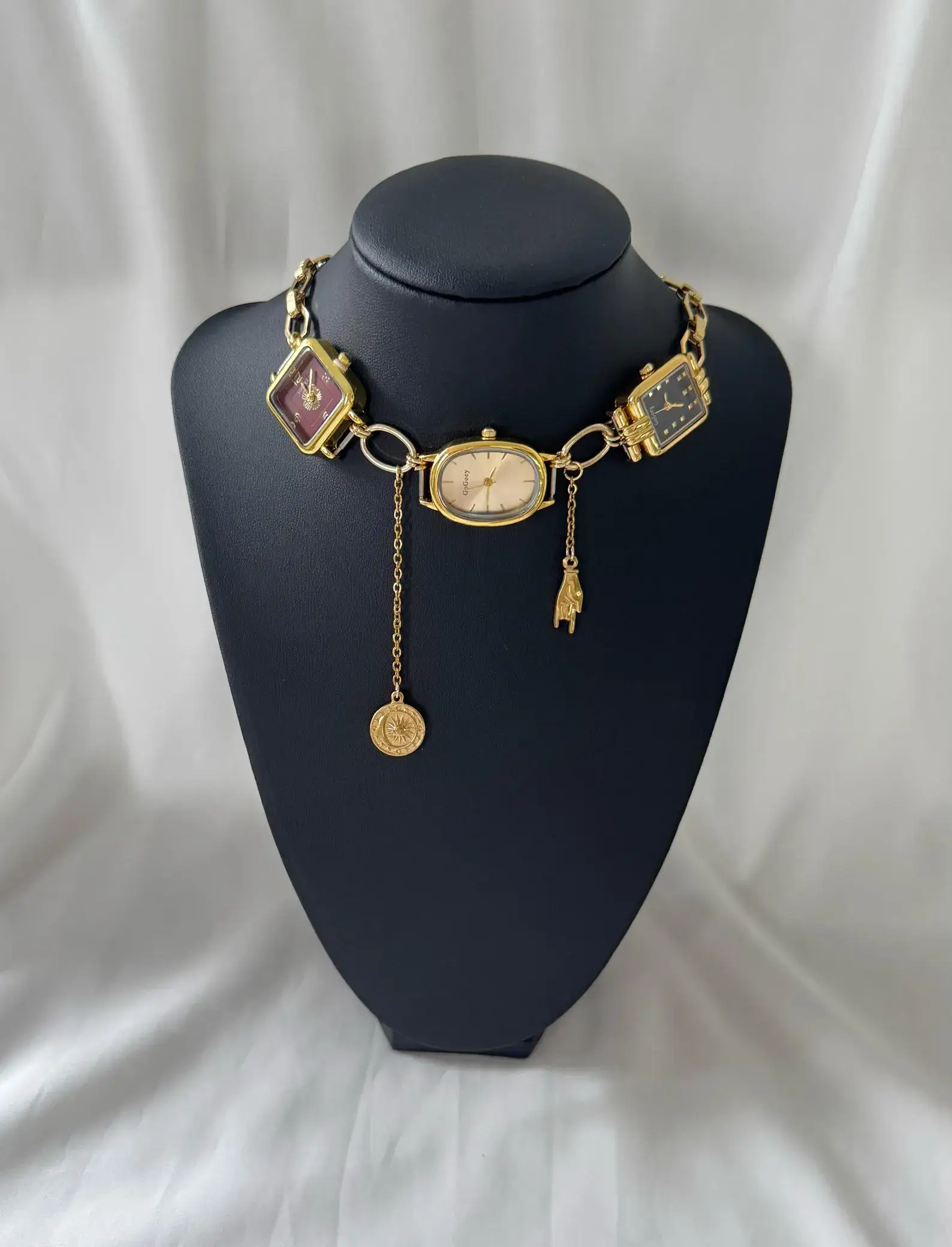 Luxury Chrome Cyberpunk Watch Necklace stylish watch choker necklace
