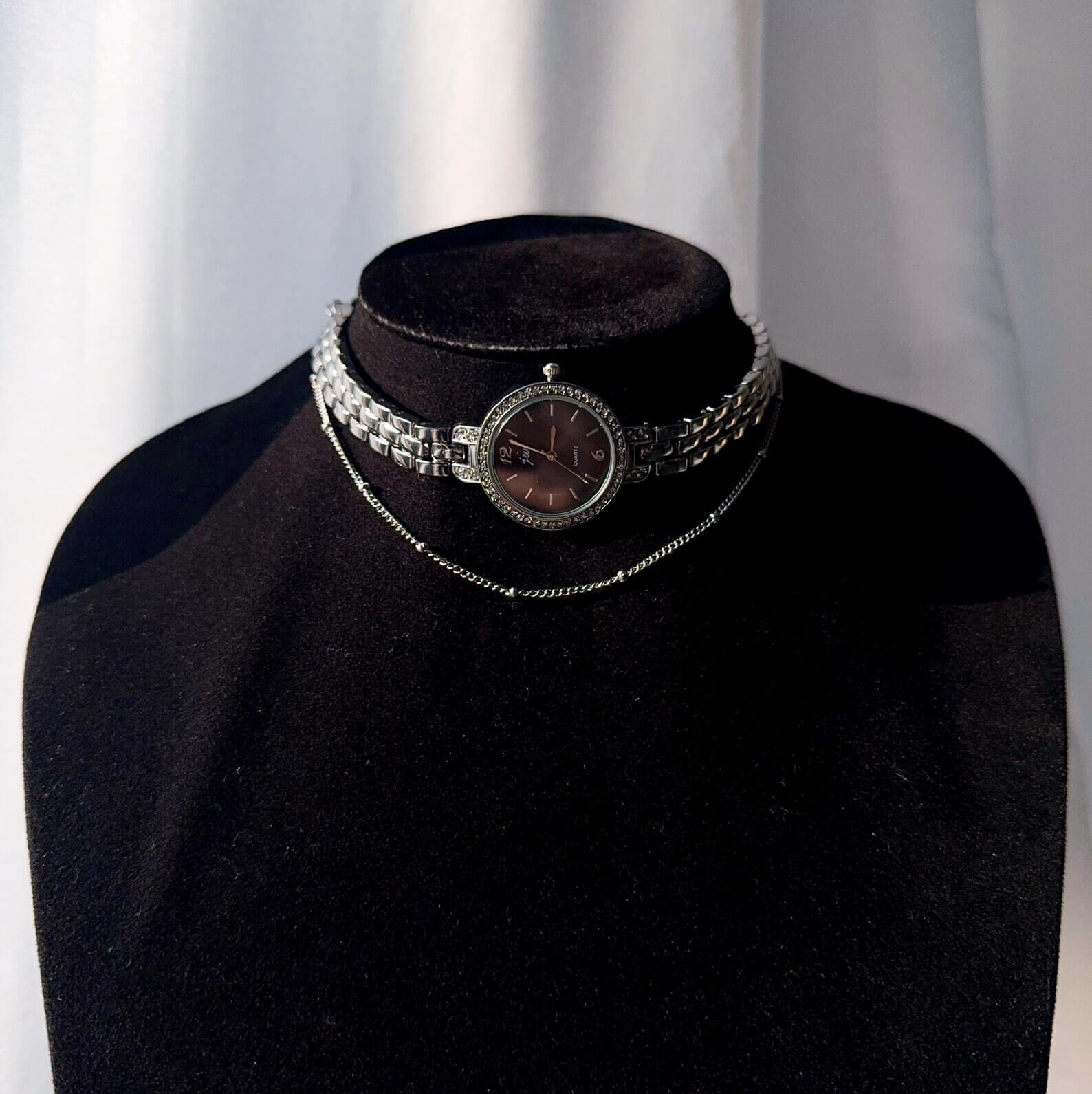 Trendy Neon Cyberpunk Layered Watch Necklace stylish watch choker necklace